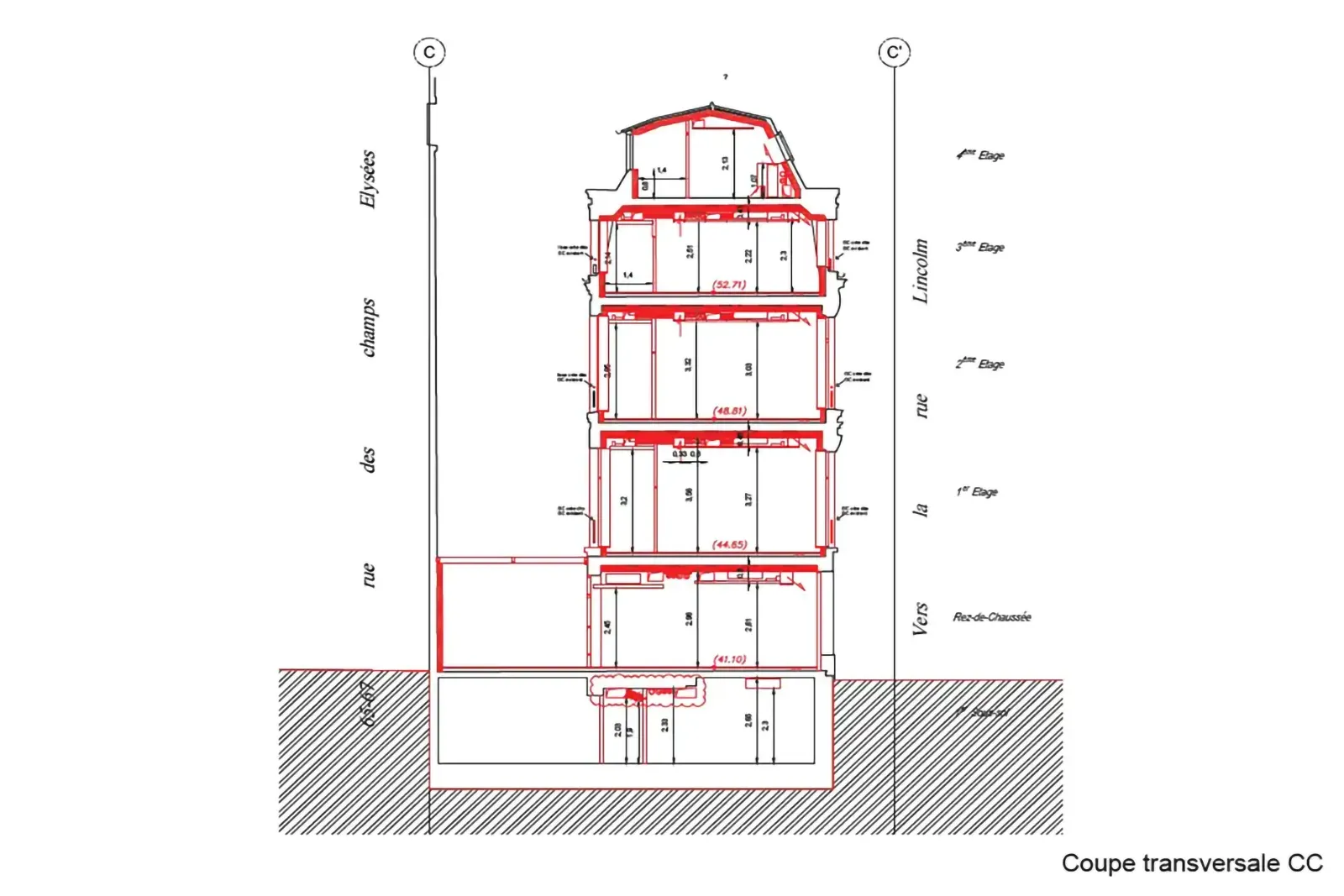 building rehabilitation coupe transversale